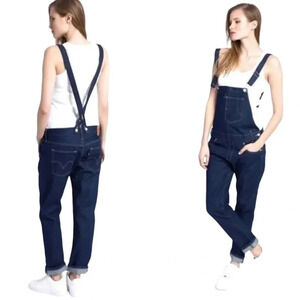 Levis Levi`S strauss Overalls Dungarees SIZE S raw hem dark blue